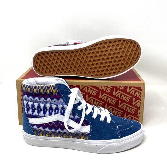 VANS Sk8-Hi Blue Multicolor Women's Suede Canvas Shoes Sneakers Size VN0A7Q5NBER - Picture 4 of 10